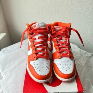 Nike Orange and White High-Top Sneakers